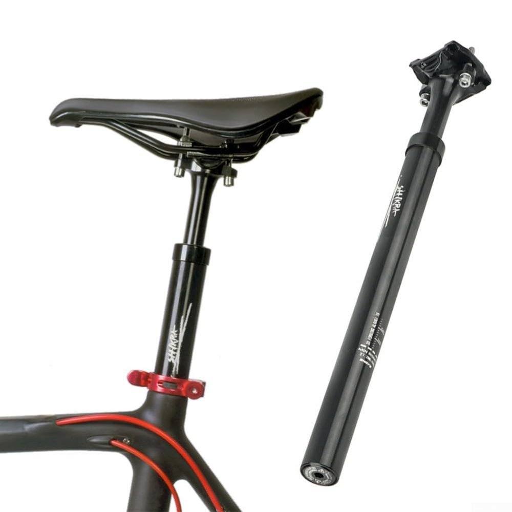 Bike Shock Absorber Seatpost, Reversible Installation Bike Suspension Seat Post Shock Absorber Aluminum Alloy Spring Seatpost (33.9 * 400MM)
