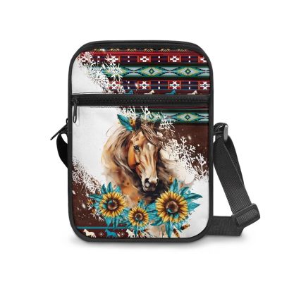 YECARYPOD Boho Sunflower Horse Crossbody Bag for Women Girls Cute Shoulder Bag Satchel Zipper Mini Messenger Bags for School Travel