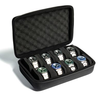 AUKURA 8 slots Watch Case, hard watch storage case, hard watch box, padded case for watch display and organization