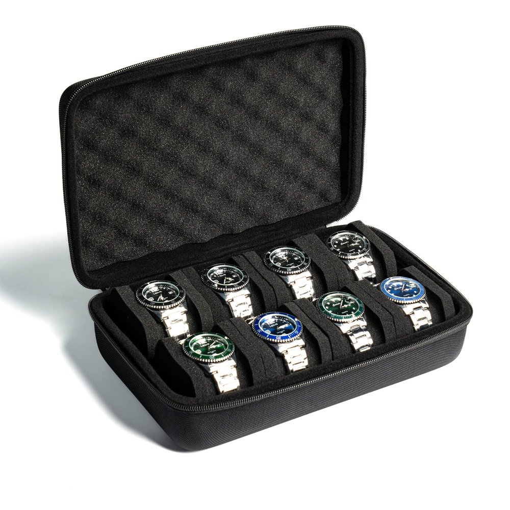 AUKURA 8 slots Watch Case, hard watch storage case, hard watch box, padded case for watch display and organization