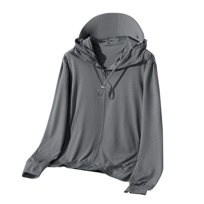 amaon Essentials Men UPF 50 Light Jacket Zip Up Hoodie Breathable Long Sleeve SPF Fishing Hiking UV Sun Shirts Sun Protection Clothing Dark Gray