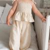 6M-5T Baby Girls Summer Clothes Cotton Linen Camisole Tank Dress Shirt Tops Shorts Pants Infant Toddler Summer Outfits (Pink, 12-18 Months) view 2