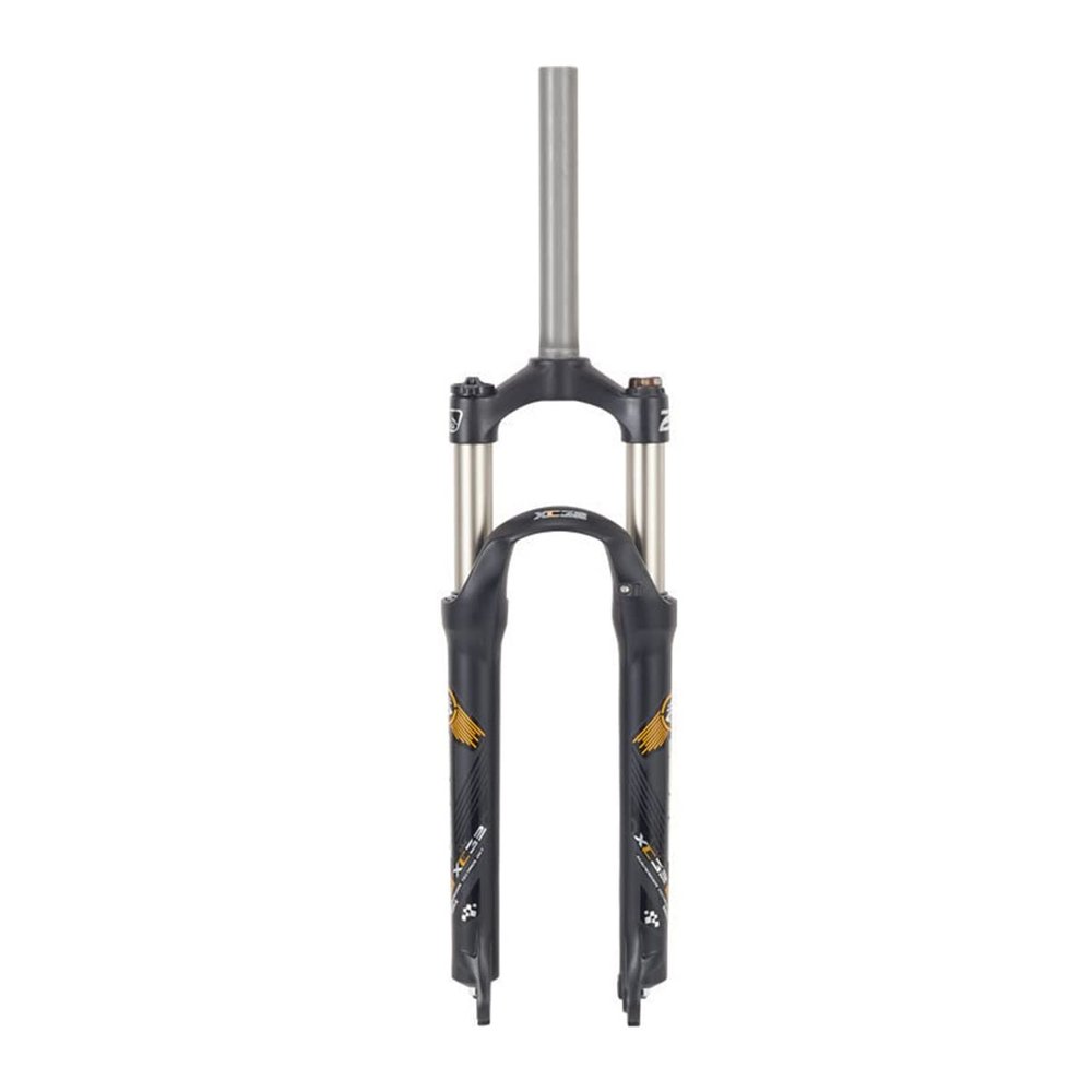 24 Inch Bike Suspension Fork Straight Tube 1-1/8" Aluminum Alloy Mechanical Fork Shoulder Control 100mm Disc Brake Bicycle Accessories