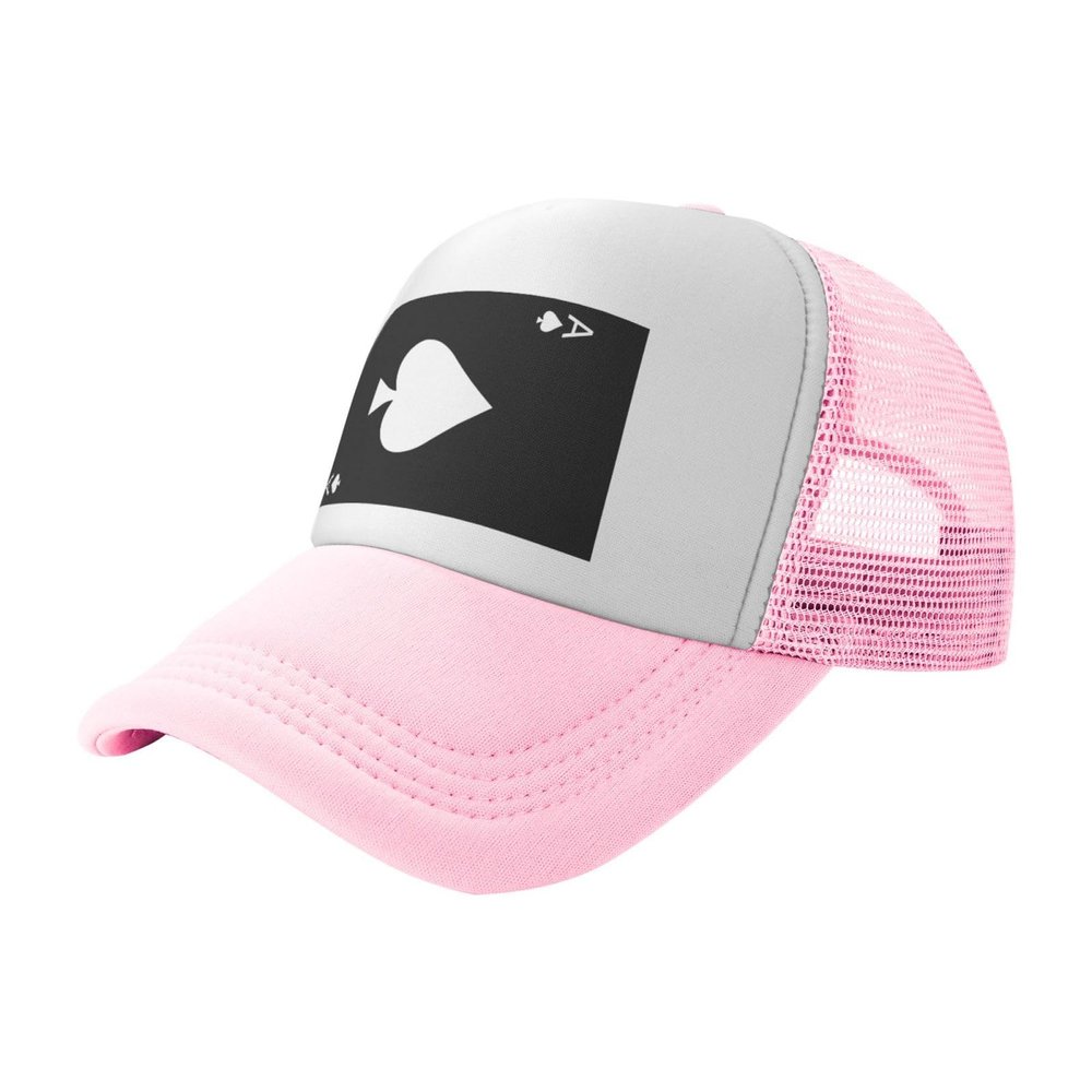 Ace of Spades Poker Trucker Hat - Mesh Baseball Snapback Cap for Men Or Women Outdoors Pink