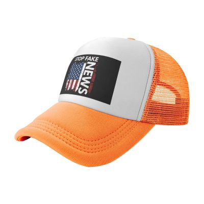 Byoblu Defund The Media Fake News Trucker Hat - Mesh Baseball Snapback Cap for Men Or Women Outdoors Orange