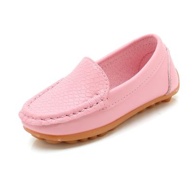 Egmy Baby Infant Girls Loafer Flat Slip-On Comfort Dress Shoes Toddler Kids Boys Suede Leather Church xford Shoes (Pink, 13 Little Child)