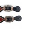 MOUSM Western Women Spur Strap Set with Turquoise Stone and Engraved Leaves Inlay view 4