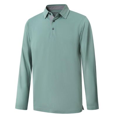 M MAELREG Mens Pique Polo Shirt Long Sleeve Performance Moisture Wicking Quick Dry Sports Solid Golf Shirts for Men