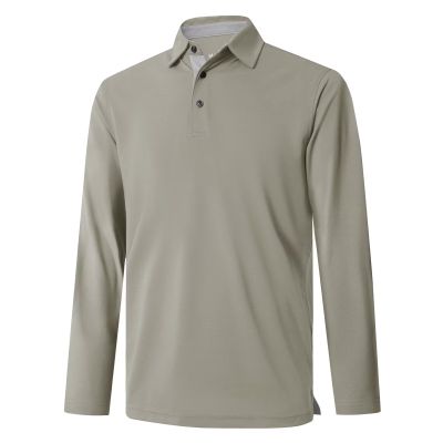 M MAELREG Mens Pique Polo Shirt Long Sleeve Performance Moisture Wicking Quick Dry Sports Solid Golf Shirts for Men