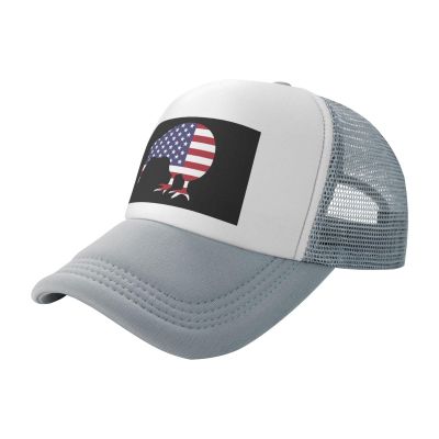Byoblu Kiwi Bird New Zealand USA Flag Trucker Hat - Mesh Baseball Snapback Cap for Men Or Women Outdoors Gray