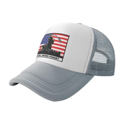 911 343 Fallen Firefighters Remembrance Trucker Hat - Mesh Baseball Snapback Cap for Men Or Women Outdoors Gray