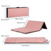4 Pannel Folding Exercise Mat, PU Leather Gymnastics Mat Wrestling Mat Tumbling Mat, Gym Mat with Carrying Handles for MMA Yoga Stretching Gymnastics and Home Gym,Pink view 2