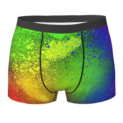 Juiimr Glow in Dark Splatter Neon Men's Underwear Boxer Briefs Soft Stretch Underpants Trunks for Gift Large, Black