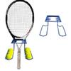 Tennis Racket Holder, Wall Mounted Metal Tennis Racket Holder for Heavy-Duty Steel Hanging Tennis Paddle Badminton Racket Holder Holds 6 Balls 4 Racquets Colour of Blue view 1