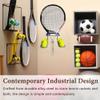 Tennis Racket Holder, Wall Mounted Metal Tennis Racket Holder for Heavy-Duty Steel Hanging Tennis Paddle Badminton Racket Holder Holds 6 Balls 4 Racquets Colour of Blue view 2