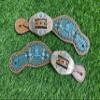 MOUSM Western Women Spur Strap Set decorated with 3D Bull Head & Bead Decor on Alligator Look Leather view 2