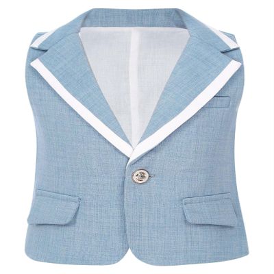 Jelory Baby Boys Classic Formal Tuxedo Suit Vest Notched Lapel One-button Waistcoat Tank Top for Wedding Party Blue 18-24 Months