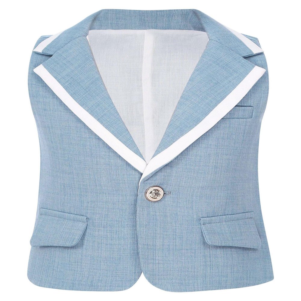 Jelory Baby Boys Classic Formal Tuxedo Suit Vest Notched Lapel One-button Waistcoat Tank Top for Wedding Party Blue 18-24 Months