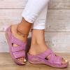 NineFit Basics today 2024 arch support sandals women's Orthopedic Wedge Sandals for Women Summer Dressy Open Toe Ankle Strap Platform Sandals Casual Strappy Wedges Slip on Sandals, 8 Wide, 00-purple view 2