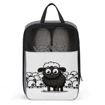 Travel Shoe Bag,Cartoon Black White Sheep Print Shoe Bag,portable Organizer Shoe Pouch Be Used for Travel And Daily Storage