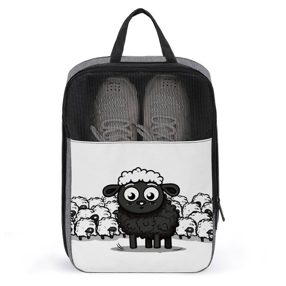 Travel Shoe Bag,Cartoon Black White Sheep Print Shoe Bag,portable Organizer Shoe Pouch Be Used for Travel And Daily Storage