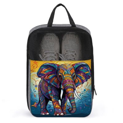 NHYDSPQ Travel Shoe Bag,Colorful Elephant Print Shoe Bag,portable Organizer Shoe Pouch Be Used for Travel And Daily Storage, style