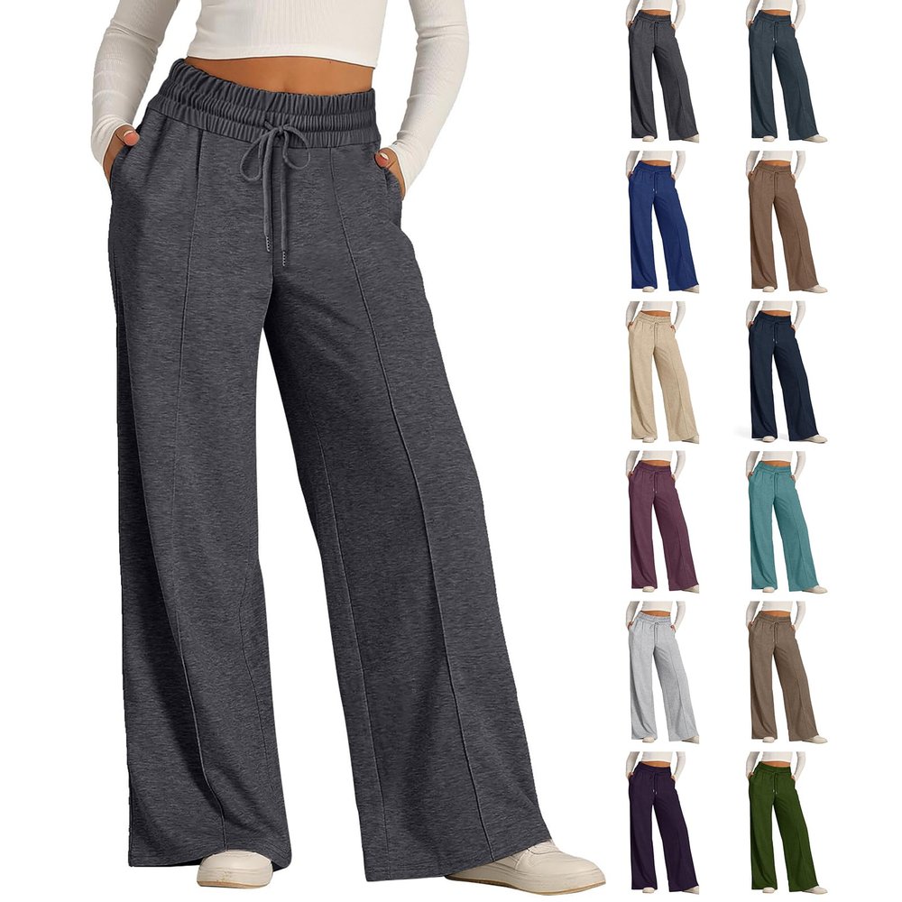 Wide Leg Sweatpants Women Baggy Elastic High Waisted Sweatpants Oversized Comfy Loose Joggers with Pockets Cargo Sweatpants for Women Cargo Sweatpants Women Wide Leg Lounge Pants for Women Grey