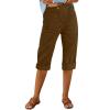 NineFit Basics Capri Pants for Women Dressy Casual, Womens Capri Pants Summer Trendy Casual Elastic Waist Cropped Trouser Fashion Resort Wear Beach Vacation Capris Clothes,Coffee,Small view 1