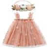 BGFKS Layered Tulle Tutu Dress for Toddler Girls,Baby Girl Rainbow Tutu Princess Skirt Set with Flower Headband.(Flower Orange Pink,5-6 Years) view 1