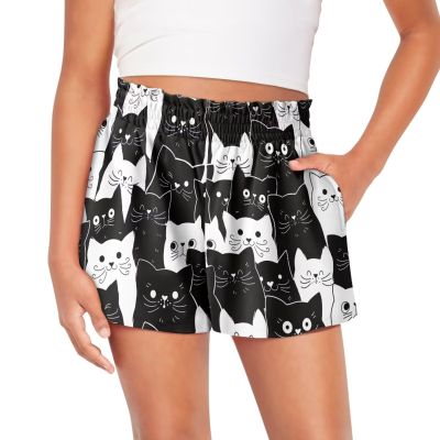 Epaihaiy Cute Cat Girls Athletic Shorts Summer Cute Clothes Size 3-4 Comfy Flowy Shorts with Pocket Sport Gym Workout Shorts Kids High Waisted Activewear