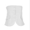 Fallorchid Women's Non functional Button Front Strapless Sleeveless Tops Vest Casual Split Hem Tube Top view 3