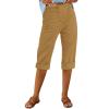NineFit Basics Ladies Capris, Today 2024, Womens Capri Pants Summer Trendy Casual Elastic Waist Cropped Trouser Fashion Resort Wear Beach Vacation Capris Clothes,Brown,Small view 1