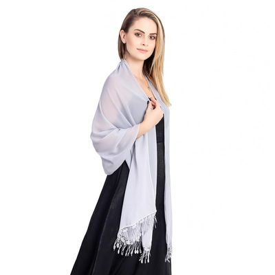 LeJulyeekay Women's Bridal Cape Wedding Floral Chiffon Wraps and Shawls Bolero Shrug Shawls SCF25,silver/grey