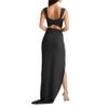 BOLLEY JOSS Women's Sexy 2 Piece Maxi Skirt Sets O-Ring Hollow Out Off Shoulder Crop Top High Slit Long Dress Set Coverup Black view 3