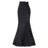 Women's Victorian Skirts Vintage High Waist Steampunk Long Fishtail Tiered Ruffle Mermaid Maxi Pencil Dress Printing Black S view 1