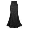 Women's Victorian Skirts Vintage High Waist Steampunk Long Fishtail Tiered Ruffle Mermaid Maxi Pencil Dress Printing Black S view 3