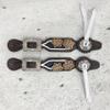MOUSM Western Women Spur Strap Set Decorated with Engraved Flowers, Turquoise Stones, and White Leather Fringe at Corner Concho view 2