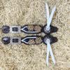 MOUSM Western Women Spur Strap Set Decorated with Engraved Flowers, Turquoise Stones, and White Leather Fringe at Corner Concho view 3