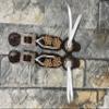 MOUSM Western Women Spur Strap Set Decorated with Engraved Flowers, Turquoise Stones, and White Leather Fringe at Corner Concho view 4
