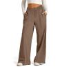 Brand: Wide Leg Elastic High Waisted Brown Cargo Joggers with Pockets, Women's Comfortable Oversized Loose Sweat Pants view 4