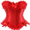 ADELCE Women's Lace Up Boned Overbust Corset Bustier Overbust Bows Corsets Red L view 1