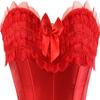 ADELCE Women's Lace Up Boned Overbust Corset Bustier Overbust Bows Corsets Red L view 4