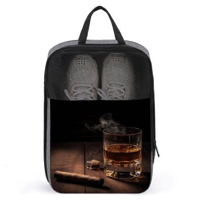 NHYDSPQ Travel Shoe Bag,Cigar & Whiskey Print Shoe Bag,portable Organizer Shoe Pouch Be Used for Travel And Daily Storage, style