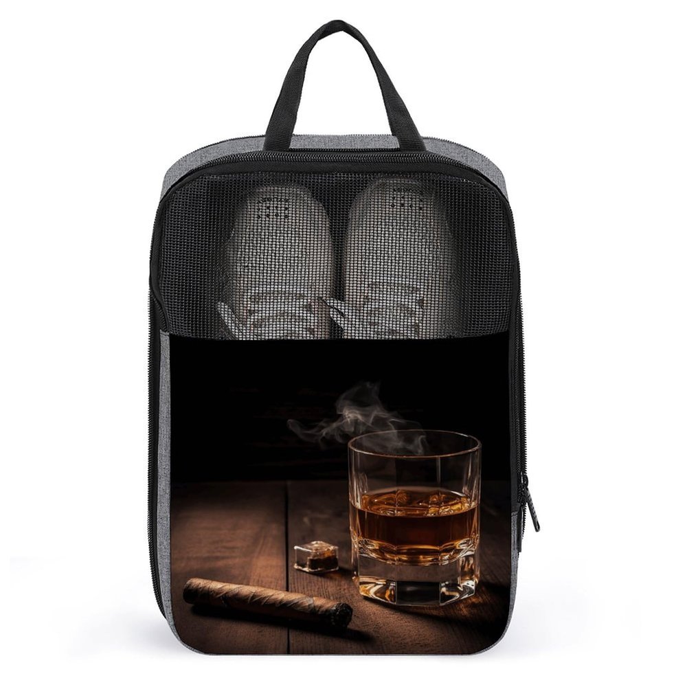 NHYDSPQ Travel Shoe Bag,Cigar & Whiskey Print Shoe Bag,portable Organizer Shoe Pouch Be Used for Travel And Daily Storage, style