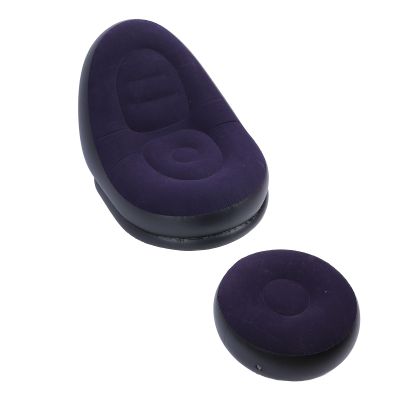 Inflatable Couch, Soft Flocking Air Sofa with Ottoman, Lazy Sofa Blow Up Lounger Chair, Inflatable Furniture Without Pump for Camping, Fishing, Party, Beach, Sunbathing, Hiking