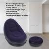 Inflatable Couch, Soft Flocking Air Sofa with Ottoman, Lazy Sofa Blow Up Lounger Chair, Inflatable Furniture Without Pump for Camping, Fishing, Party, Beach, Sunbathing, Hiking view 2