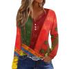 2025 Womens Tops Dressy Causal Fall Long Sleeve Shirts Fashion V Neck Plus Size Loose Fit Tunic Blouses Cute Button Down Graphic Tees Western Clothes (F Red, Small) view 1