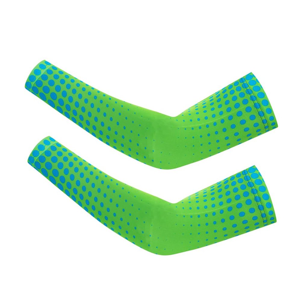 WeimoMonkey Arm Sleeves For Kids,Youth Oversleeve Basketball Cycling Baseball Football Compression Sleeve Sun Protection UV Cooling Arm Cover Dot Green,YM