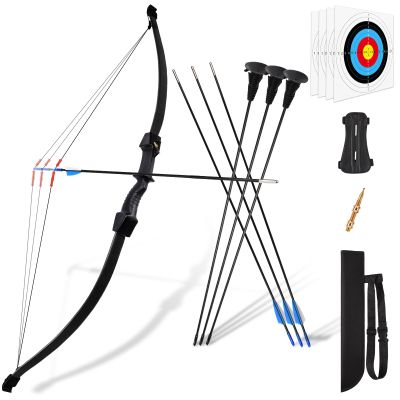 DAUPAN Kids Bow and Arrow Set, 45" Youth Bow and Arrow Archery Set, Bow and Arrow for Kids 8-12 12-14, Longbow Archery Set - Gift for Beginner Archers