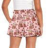 Epaihaiy Pink Strawberry Shorts for Girls 7-8 Cute Sloth Print Flowy Athletic Shorts with Pocket High Waisted Gym Workout Sport Shorts Kids Activewear for School view 2